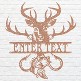 Custom Fish and Deer Front Door Sign, Outdoor Metal Sign