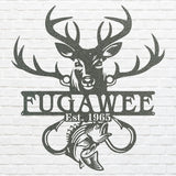 Custom Fish and Deer Metal Sign, Metal Wall Art