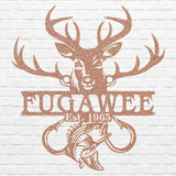 Custom Fish and Deer Metal Sign, Metal Wall Art
