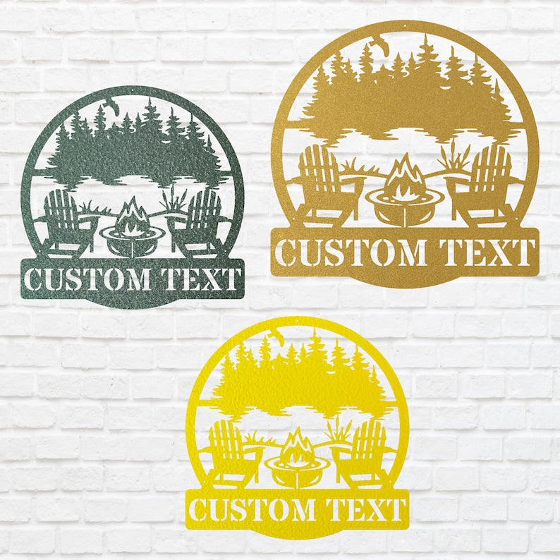 Firepit Chair Metal Wall Art, Custom Camping Wall Art