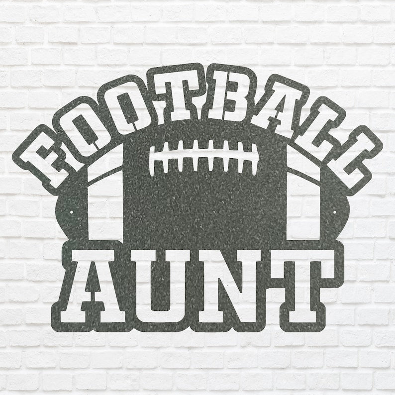 Football Aunt Metal Wall Art, Black Metal Wall Art for Living Room