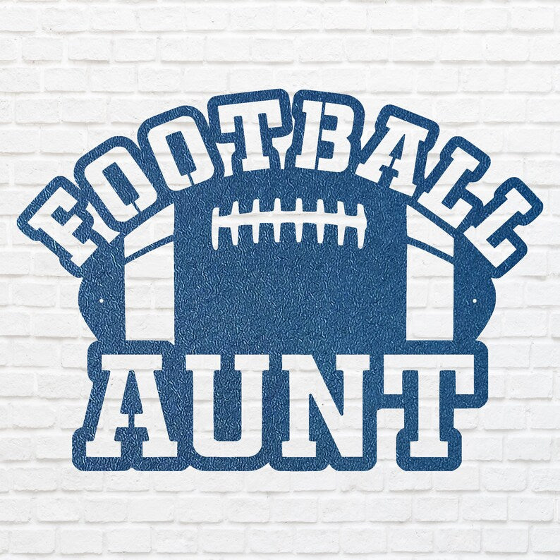 Football Aunt Metal Wall Art, Black Metal Wall Art for Living Room