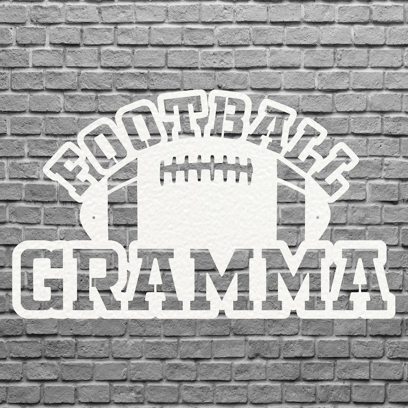 Sports Gramma Football Sign, Football Grandma Metal Wall Art
