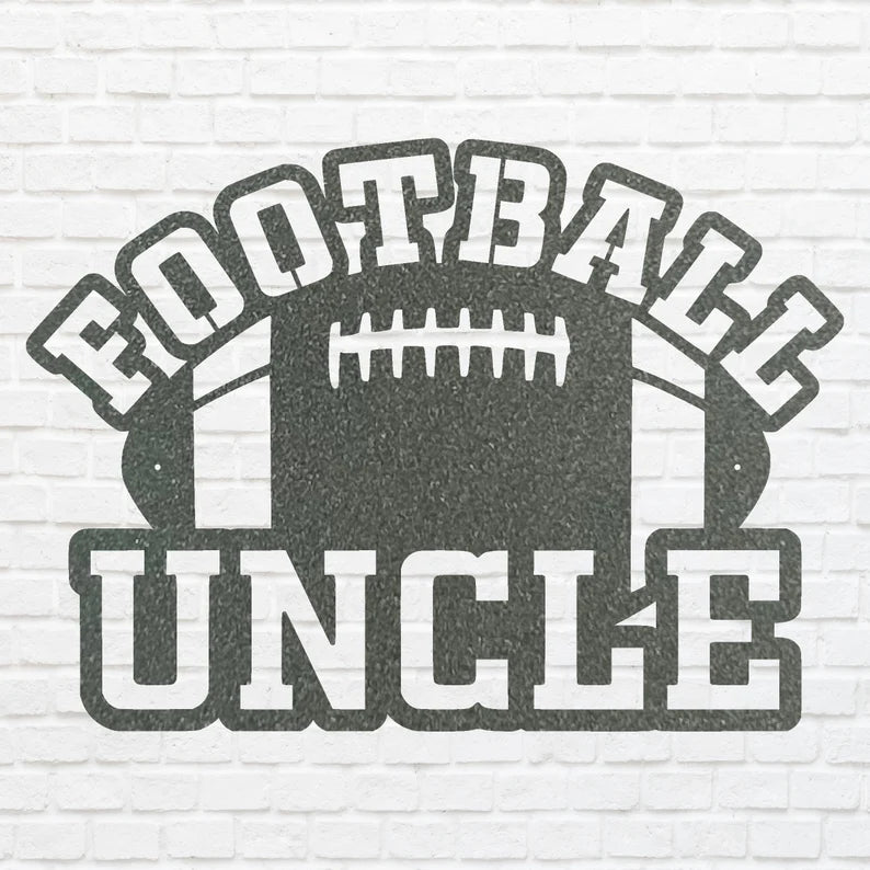 Football Uncle Metal Wall Hanging, Black Metal Wall Art for Living Room