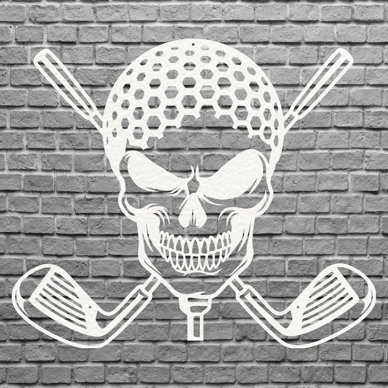 Golf Metal Skull Wall Art, aser Cut Metal Wall Art for Golf Player
