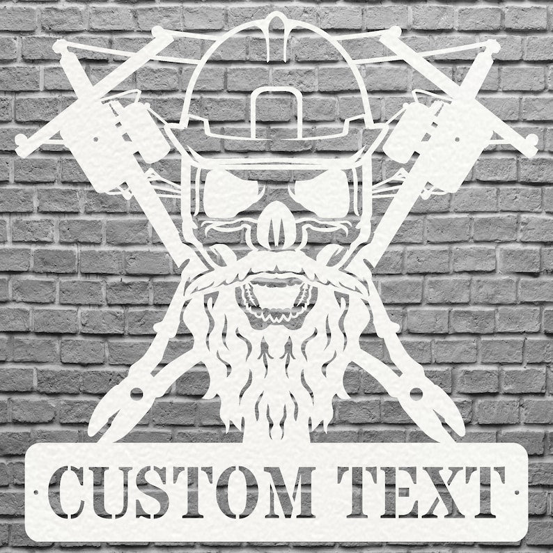 Custom Lineman Name Sign, Skull Metal Wall Art