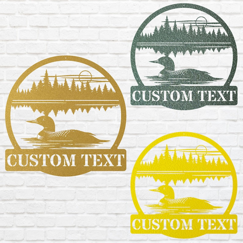 Personalized Loon Wall Art, Loon Art Lake House Metal Sign