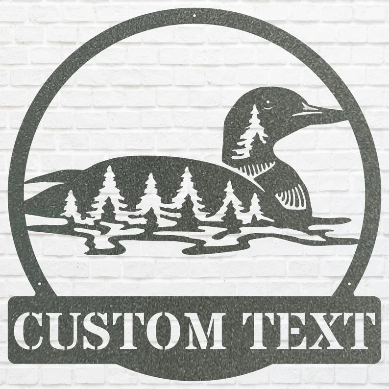 Custom Loon Tree Metal Art, Custom Lake House Metal Sign, Personalized Sign, Outdoor Garden Stake, Metal Wall Art, Housewarming Gift