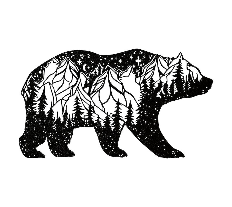 Mountain Bear Metal Wall Art, Personalized Outdoor Signs
