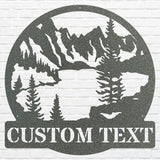 Mountain Lake Sign Custom Metal Wall Art, Mountain Metal Art