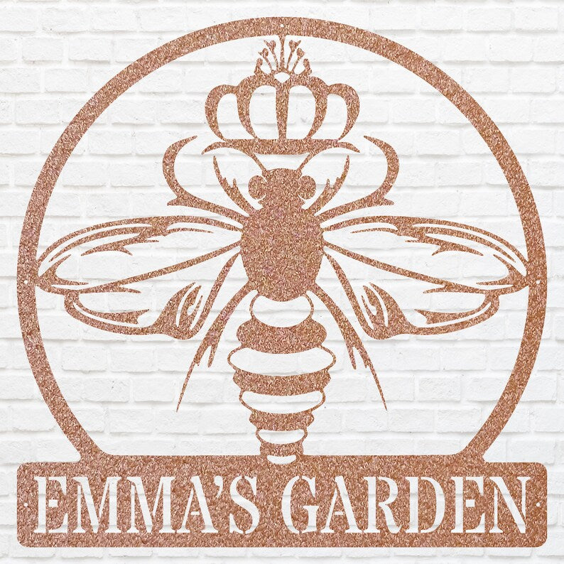 Honey Bee Sign Metal Wall Art, Outdoor Bee Wall Decor, Honey Lover Gift