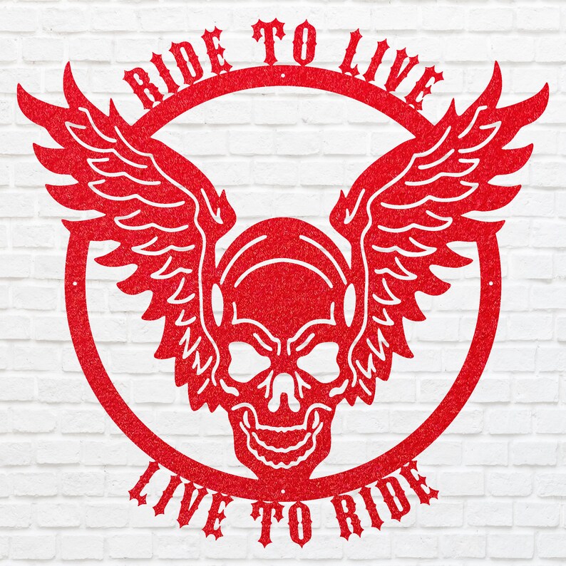 Live to Ride, Ride to Live, Skull Metal Wall Art, Biker Skull Wall Decor, Bike Lover Wall Art, Boy Room Decor, Garage Decor