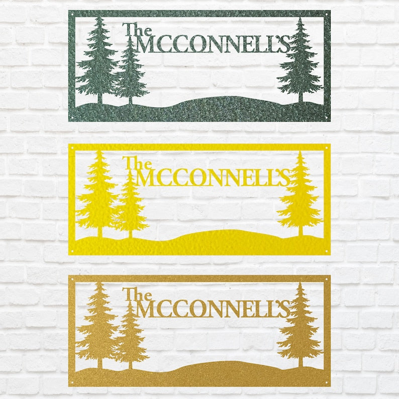 Family Tree Custom Name and Metal Address Sign, Outdoor Metal Wall Art