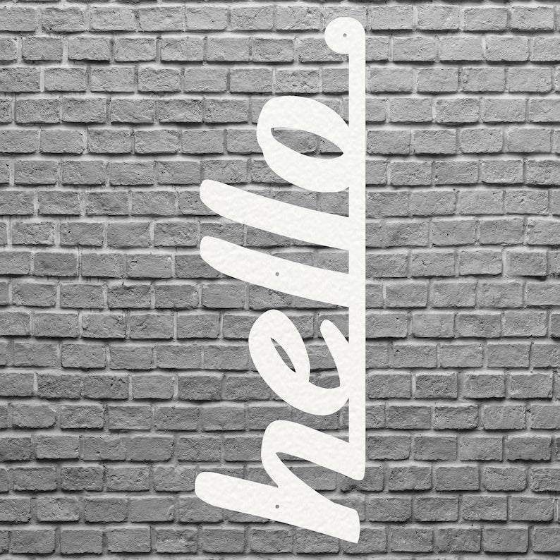 Metal Hello Sign for Walls, Decorative Metal Wall Art