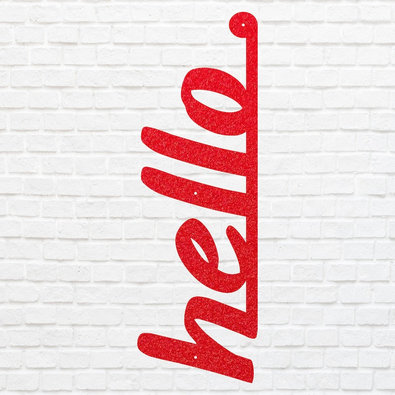 Metal Hello Sign for Walls, Decorative Metal Wall Art