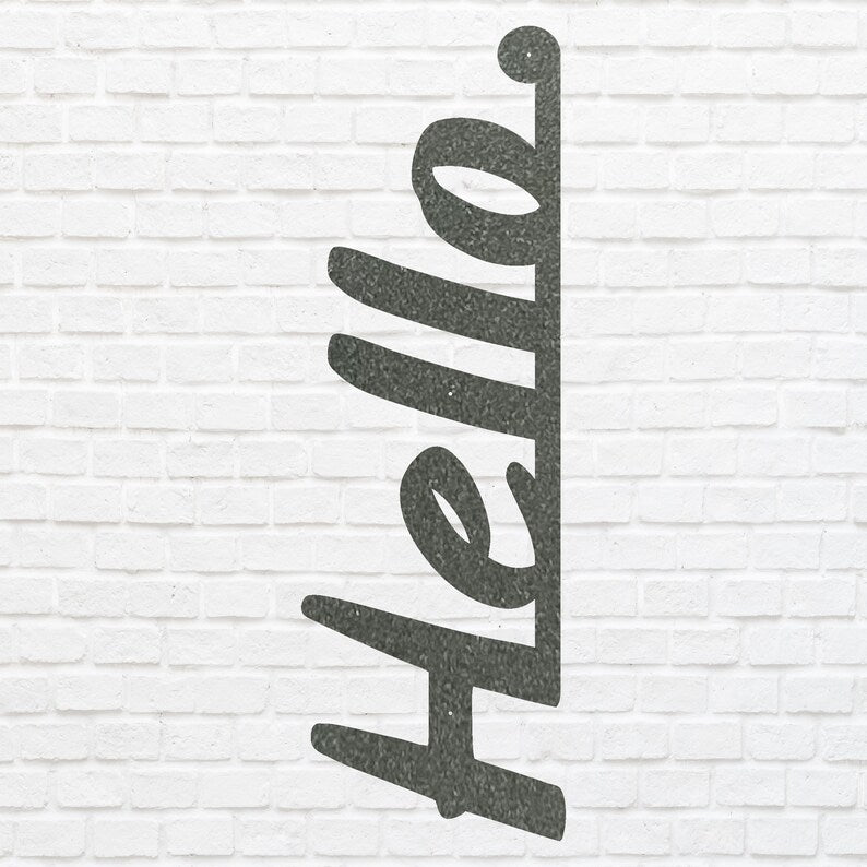Hello Sign Metal Wall Art for Home Decor, Metal Door Sign
