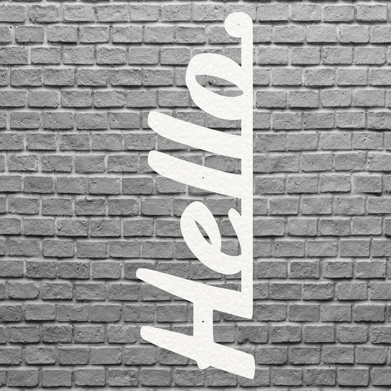 Hello Sign Metal Wall Art for Home Decor, Metal Door Sign
