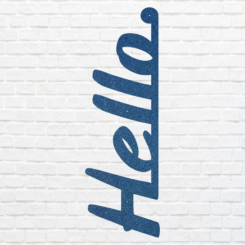 Hello Sign Metal Wall Art for Home Decor, Metal Door Sign