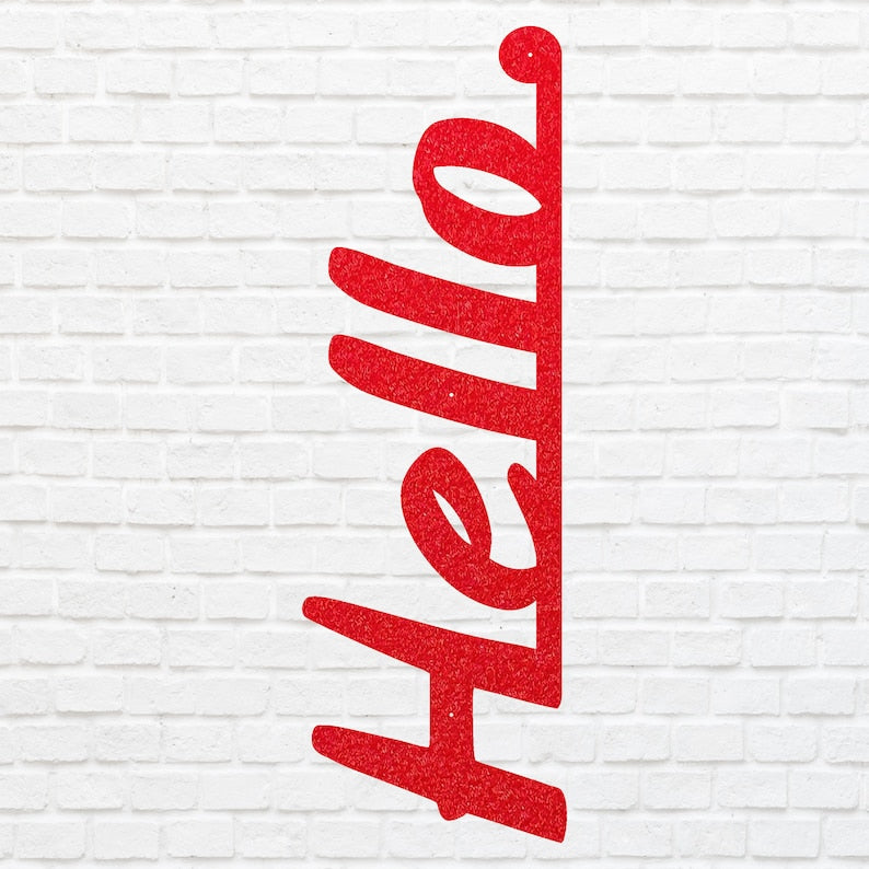 Hello Sign Metal Wall Art for Home Decor, Metal Door Sign