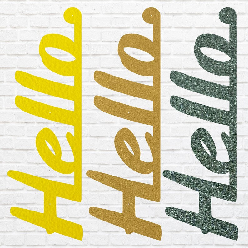 Hello Sign Metal Wall Art for Home Decor, Metal Door Sign