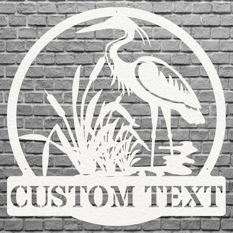 Custom Name Herons Metal Wall Art, Wildlife Bird Wall Decor
