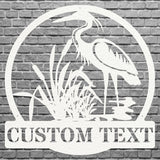 Custom Name Herons Metal Wall Art, Wildlife Bird Wall Decor