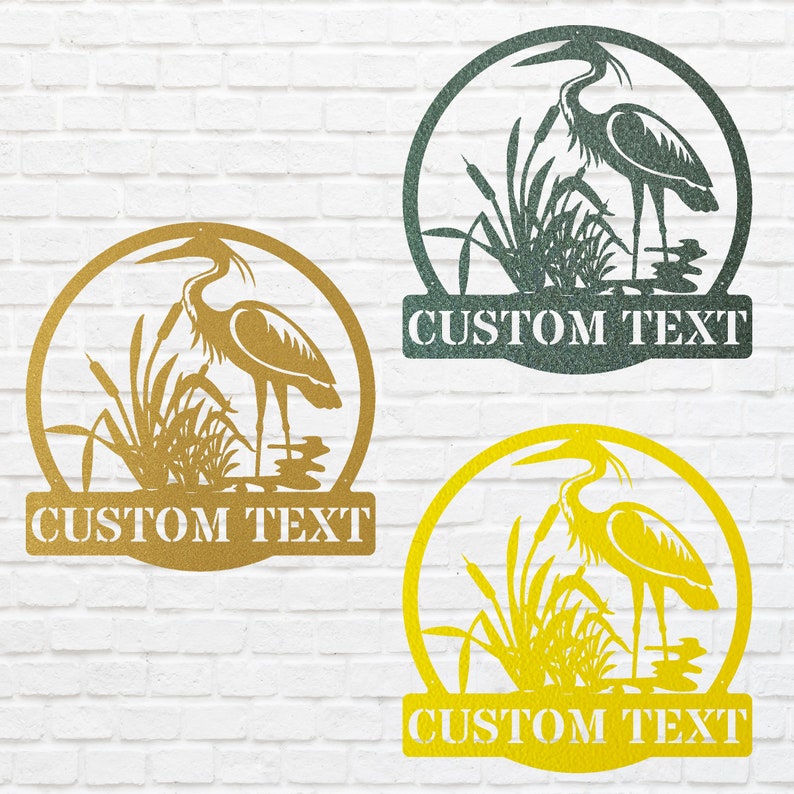 Custom Name Herons Metal Wall Art, Wildlife Bird Wall Decor