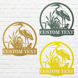 Custom Name Herons Metal Wall Art, Wildlife Bird Wall Decor