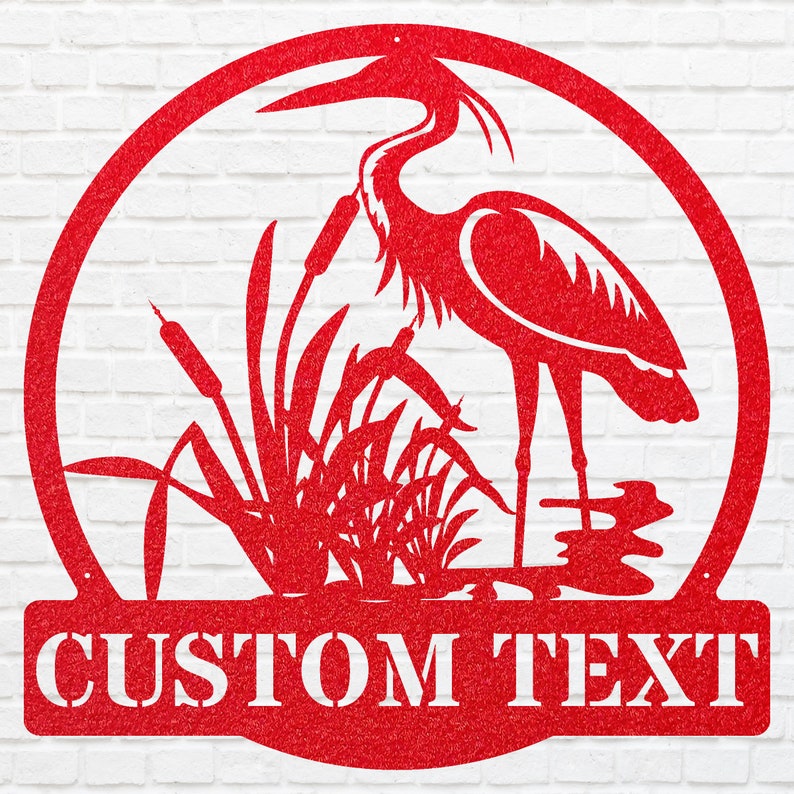 Custom Name Herons Metal Wall Art, Wildlife Bird Wall Decor