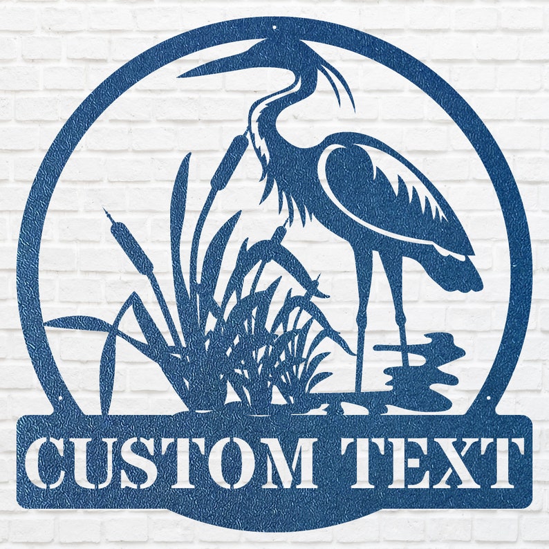Custom Name Herons Metal Wall Art, Wildlife Bird Wall Decor