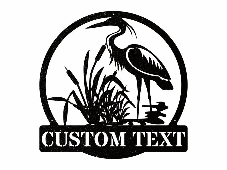 Custom Name Herons Metal Wall Art, Wildlife Bird Wall Decor