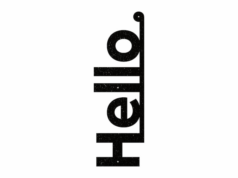 Vertical Hello Sign Metal Wall Art, Front Door Sign