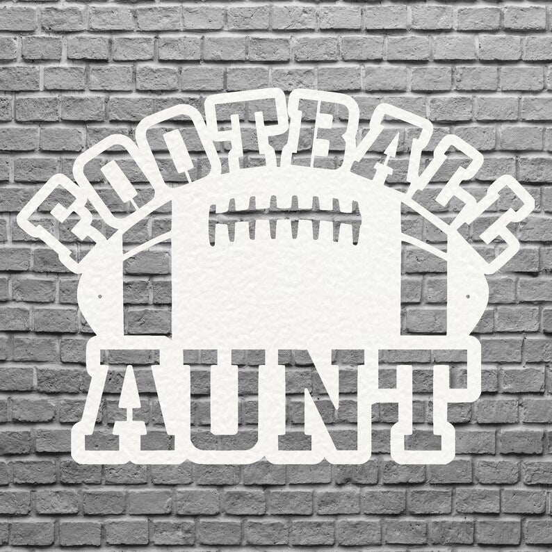 Football Aunt Metal Wall Art, Black Metal Wall Art for Living Room