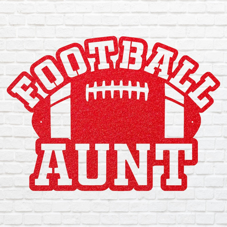 Football Aunt Metal Wall Art, Black Metal Wall Art for Living Room