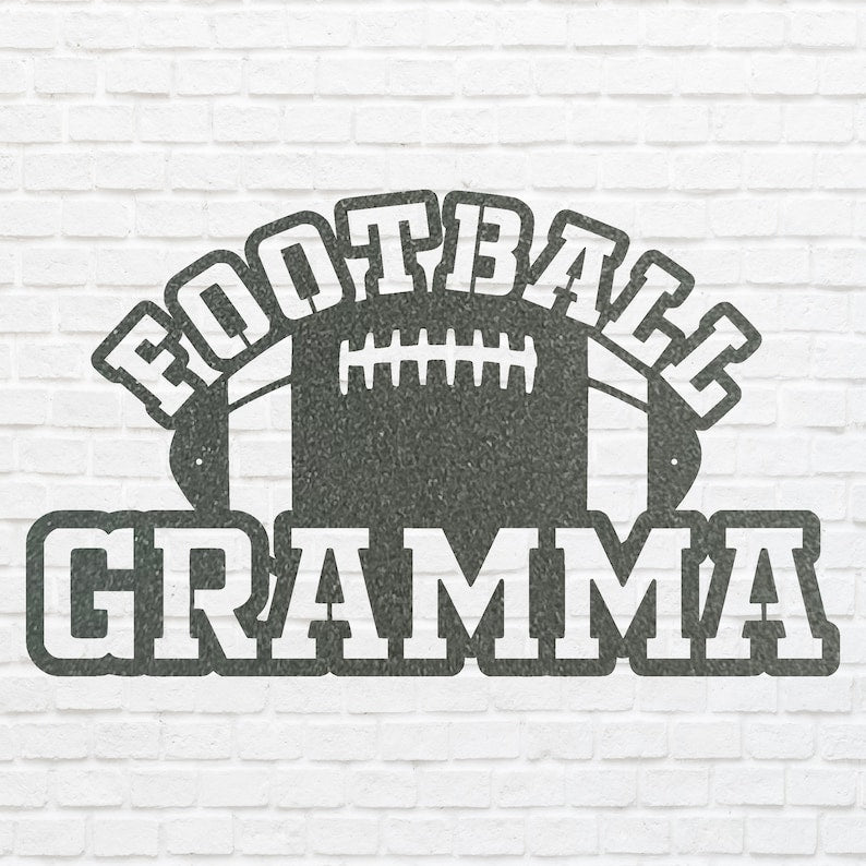 Sports Gramma Football Sign, Football Grandma Metal Wall Art