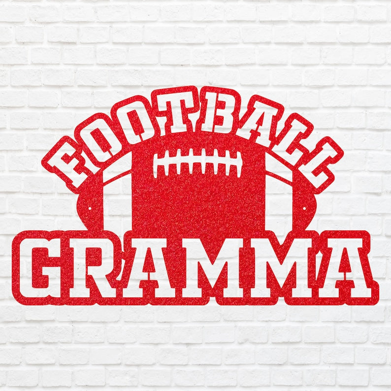 Sports Gramma Football Sign, Football Grandma Metal Wall Art