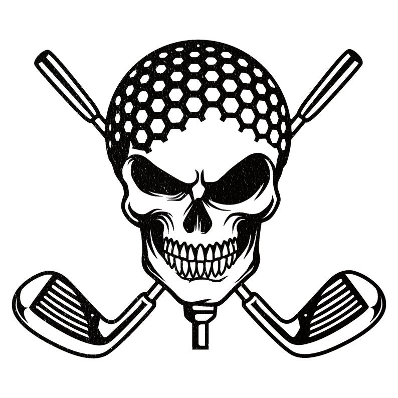 Golf Metal Skull Wall Art, aser Cut Metal Wall Art for Golf Player
