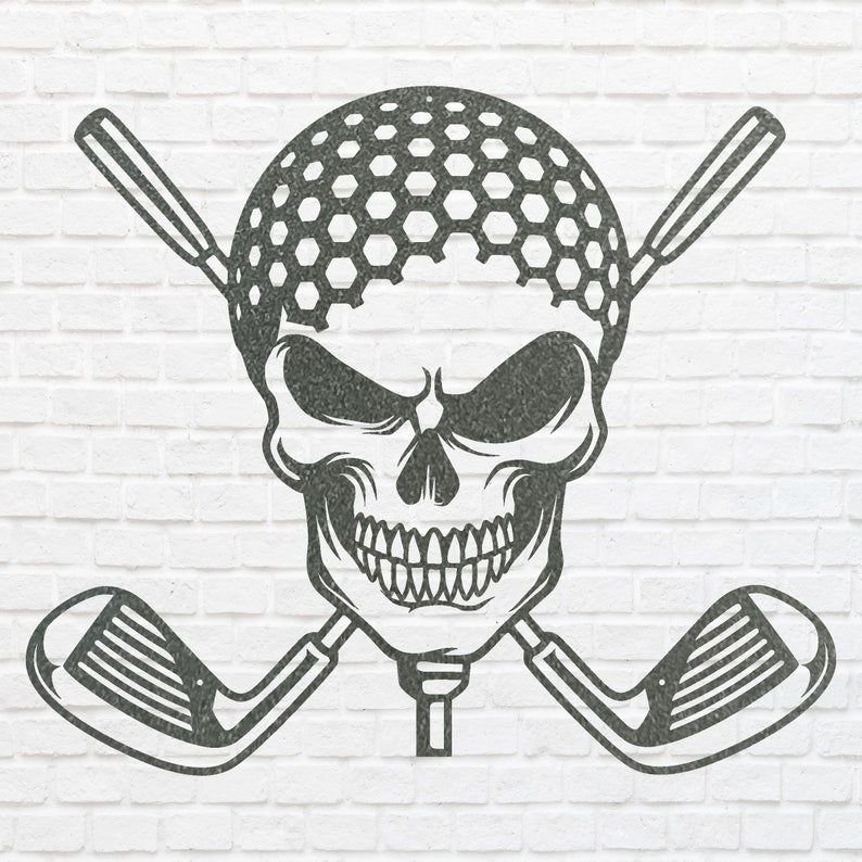 Golf Metal Skull Wall Art, aser Cut Metal Wall Art for Golf Player