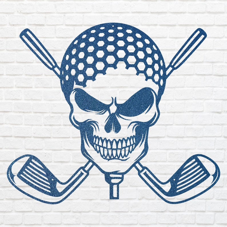 Golf Metal Skull Wall Art, aser Cut Metal Wall Art for Golf Player