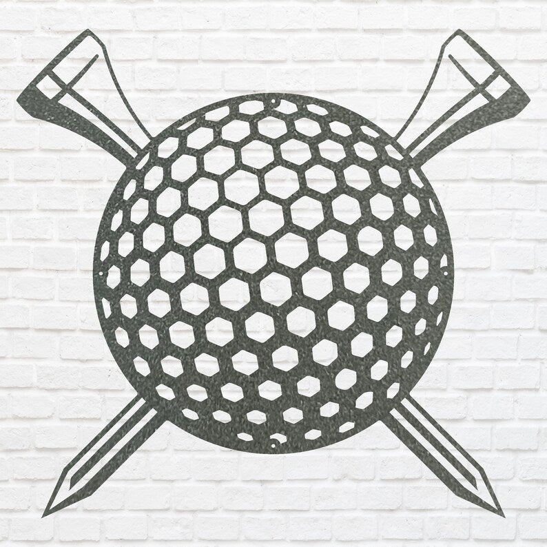 Golf Tee Ball Metal Wall Art, Sports Ball Gift for Golf Player,