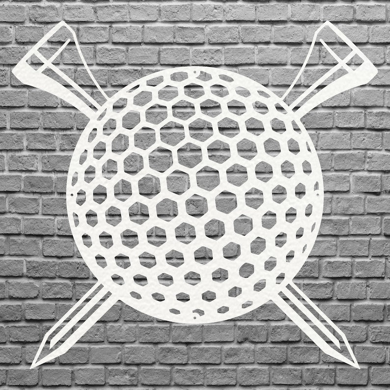 Golf Tee Ball Metal Wall Art, Sports Ball Gift for Golf Player,