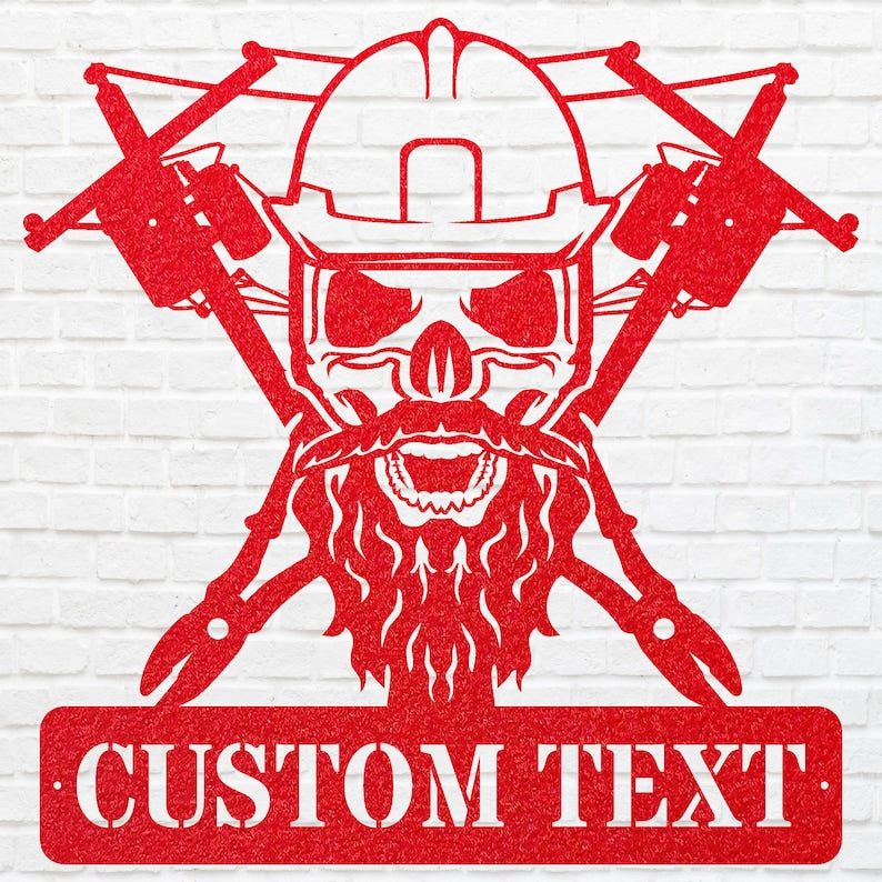 Custom Lineman Name Sign, Skull Metal Wall Art