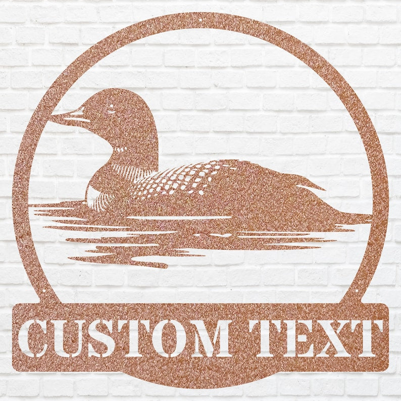 Loon Swimming Art, Custom Metal Sign for Bird Lover