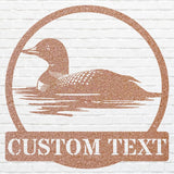 Loon Swimming Art, Custom Metal Sign for Bird Lover
