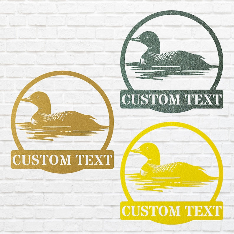 Loon Swimming Art, Custom Metal Sign for Bird Lover