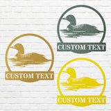 Loon Swimming Art, Custom Metal Sign for Bird Lover