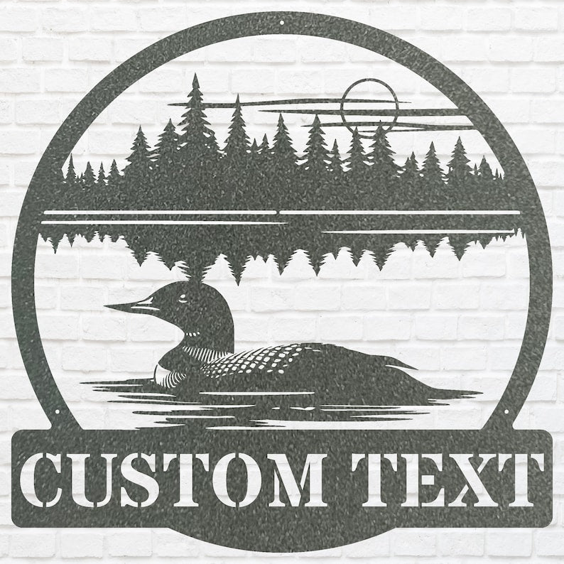 Personalized Loon Wall Art, Loon Art Lake House Metal Sign