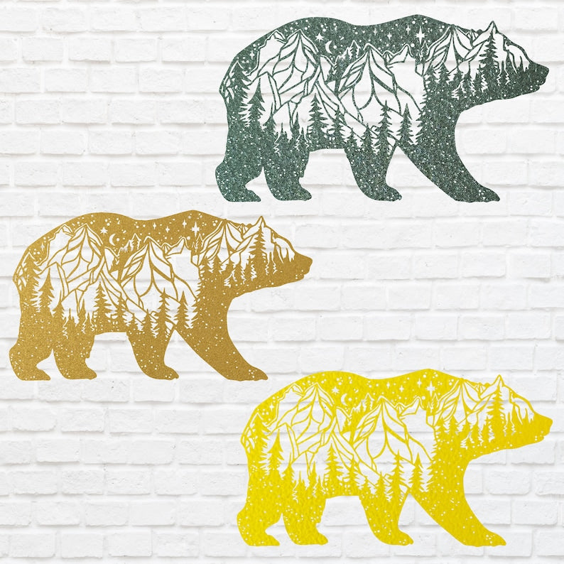 Mountain Bear Metal Wall Art, Personalized Outdoor Signs