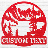 Mountain Lake Sign Custom Metal Wall Art, Mountain Metal Art