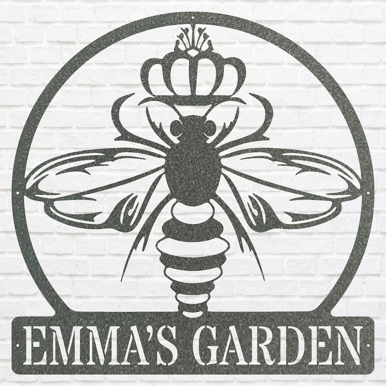 Honey Bee Sign Metal Wall Art, Outdoor Bee Wall Decor, Honey Lover Gift